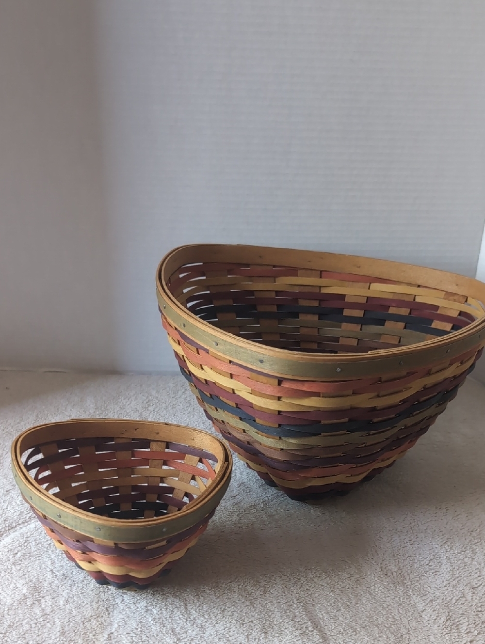 Longaberger 2008 Triangle Fiesta Signed Baskets Chip and Dip Set Baskets Only